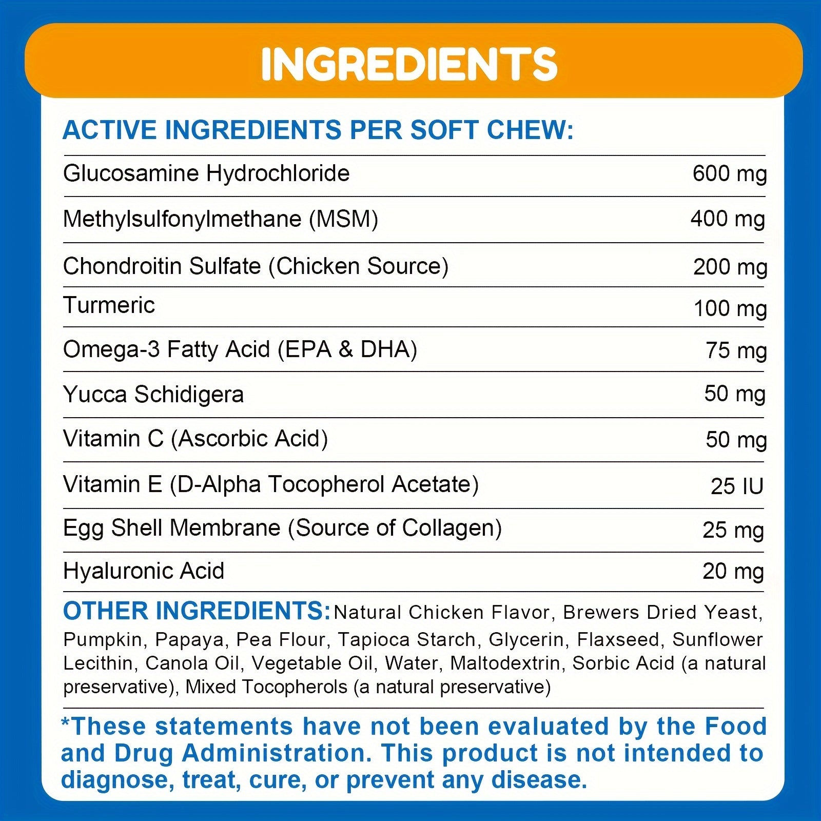 Hip & Joint Supplement For Dogs, 10oz Glucosamin , Chicken Flavor