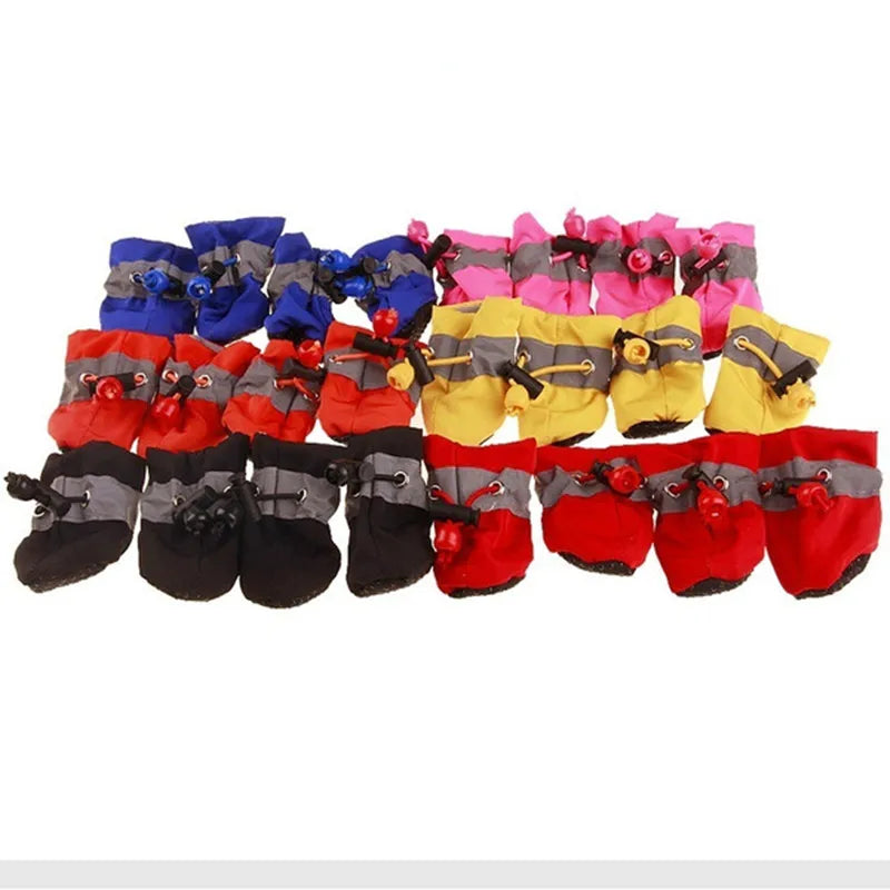 4pcs/set Waterproof Pet Dog Shoes Anti-slip Rain
