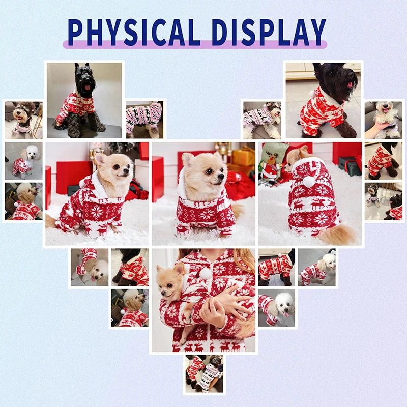 Winter Dog Christmas Jumpsuit Clothes Warm Plush Pet Pajamas | Buy 1 Get 2