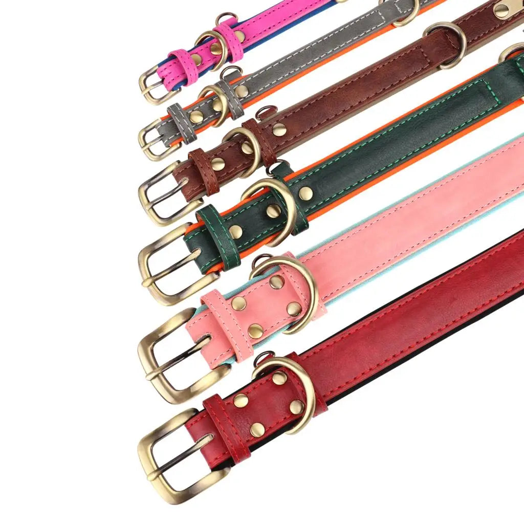Customized Leather Dog Collar Leash Set