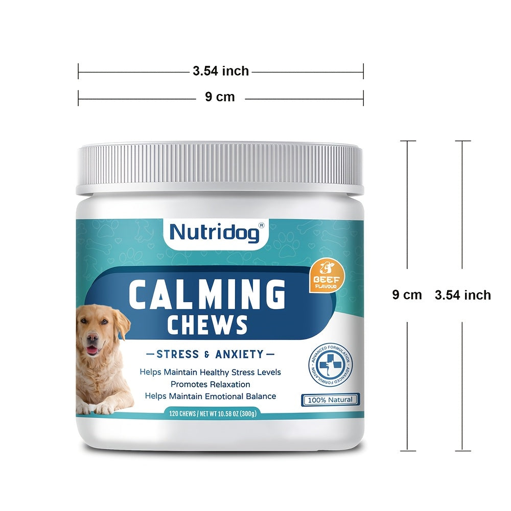Nutridog Calming Chews For Dog - 120 Chews, Beef Flavor