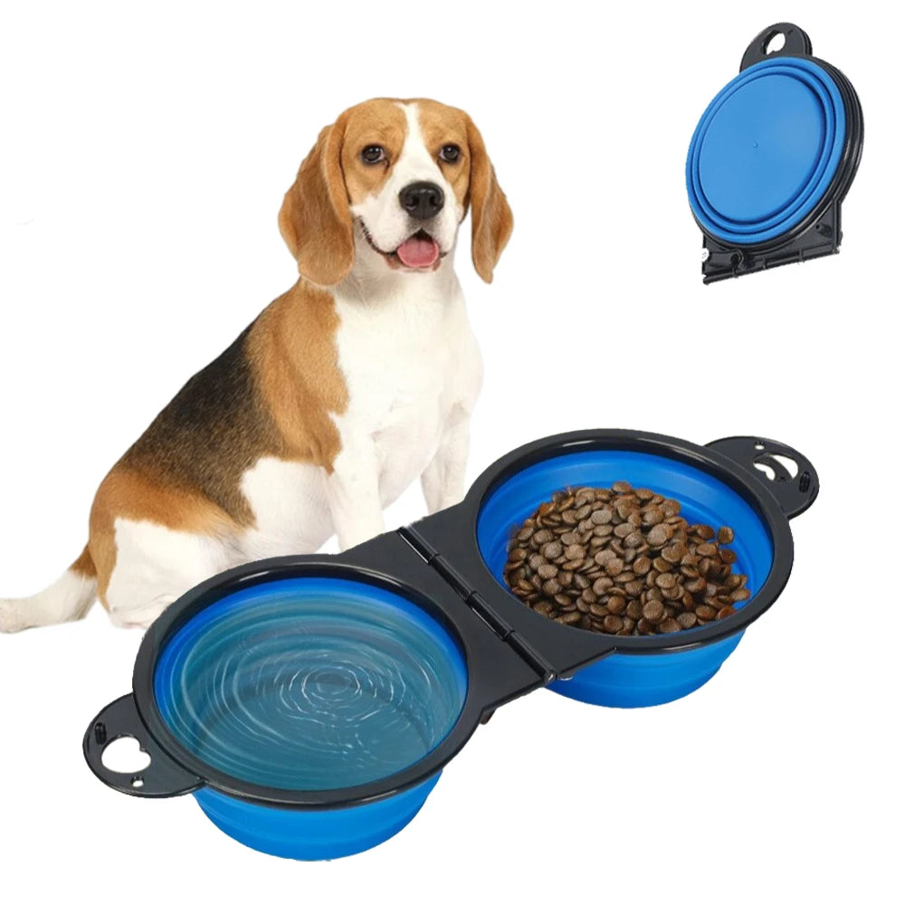 Portable Dog Double Bowl 2 In 1