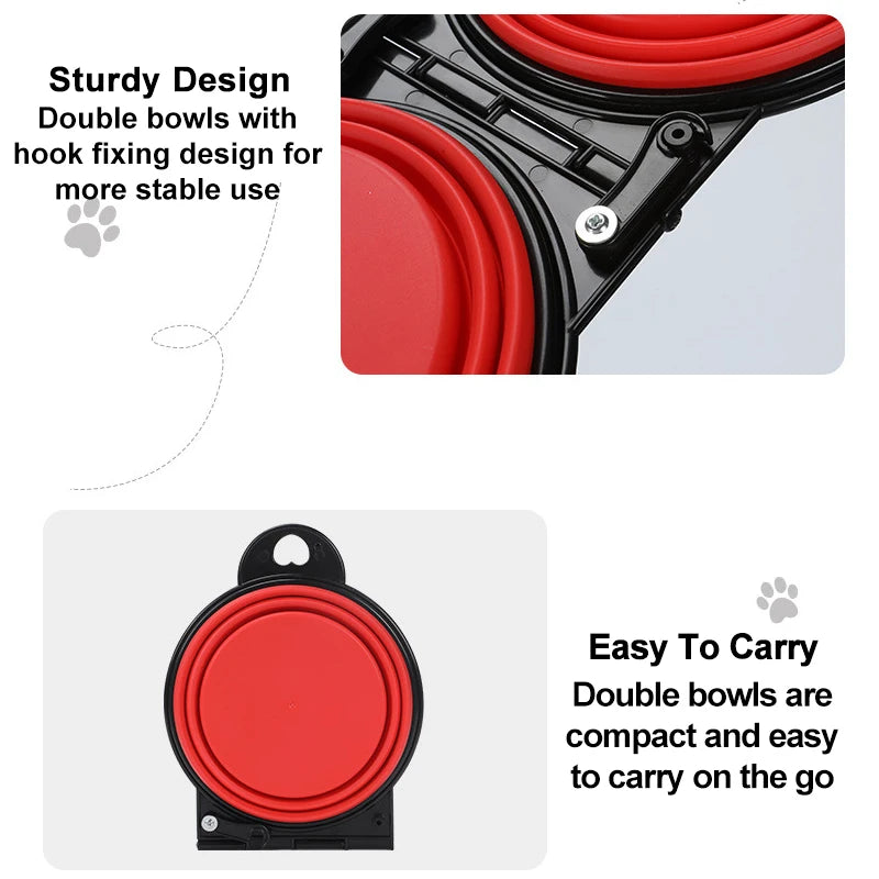 Portable Dog Double Bowl 2 In 1