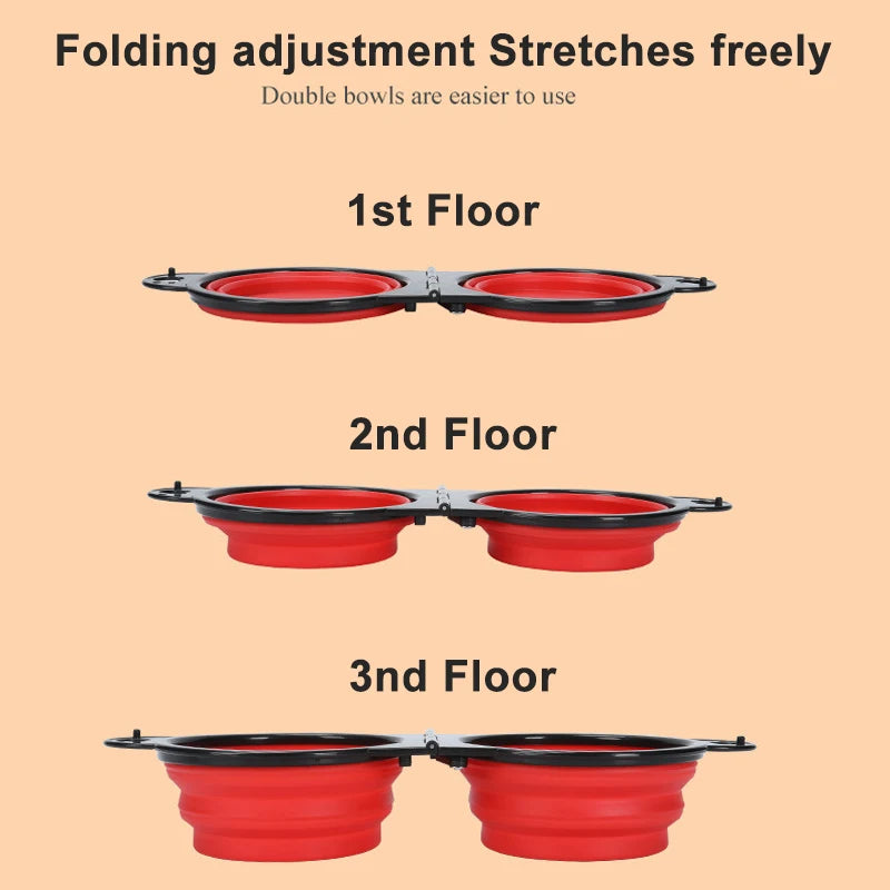 Portable Dog Double Bowl 2 In 1
