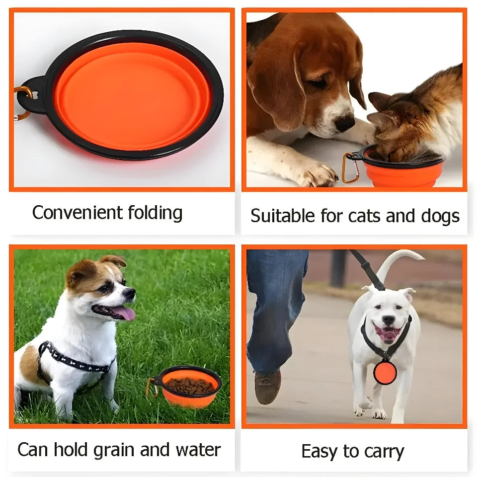 Pet Dog Collapsible Bowl Folding 350ml Silicone