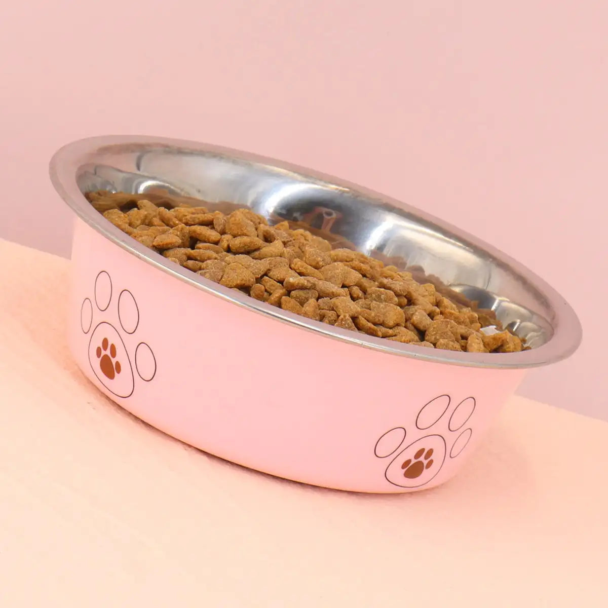 A pet stainless steel cat and dog bowl