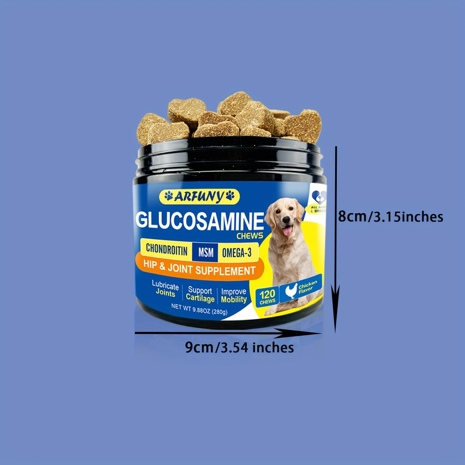 Hip & Joint Supplement For Dogs, 10oz Glucosamin , Chicken Flavor